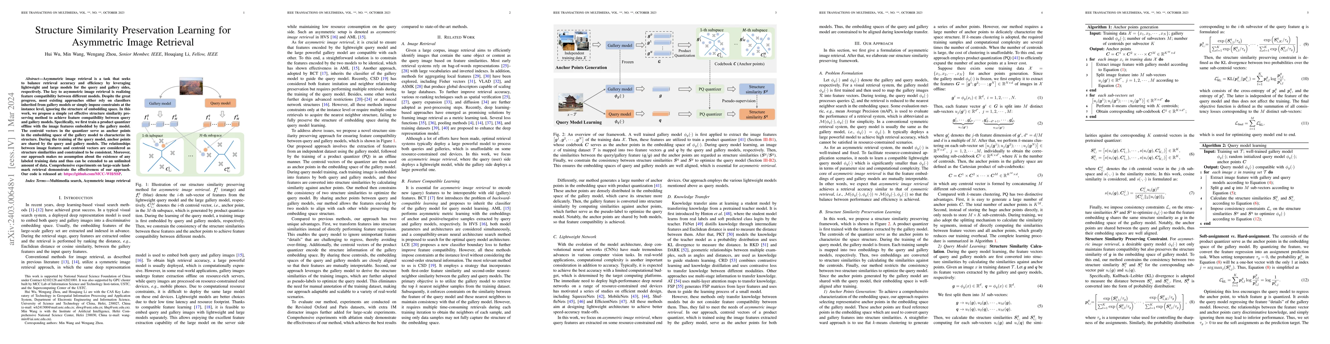 Thumbnail for Structure Similarity Preservation Learning for Asymmetric Image
  Retrieval