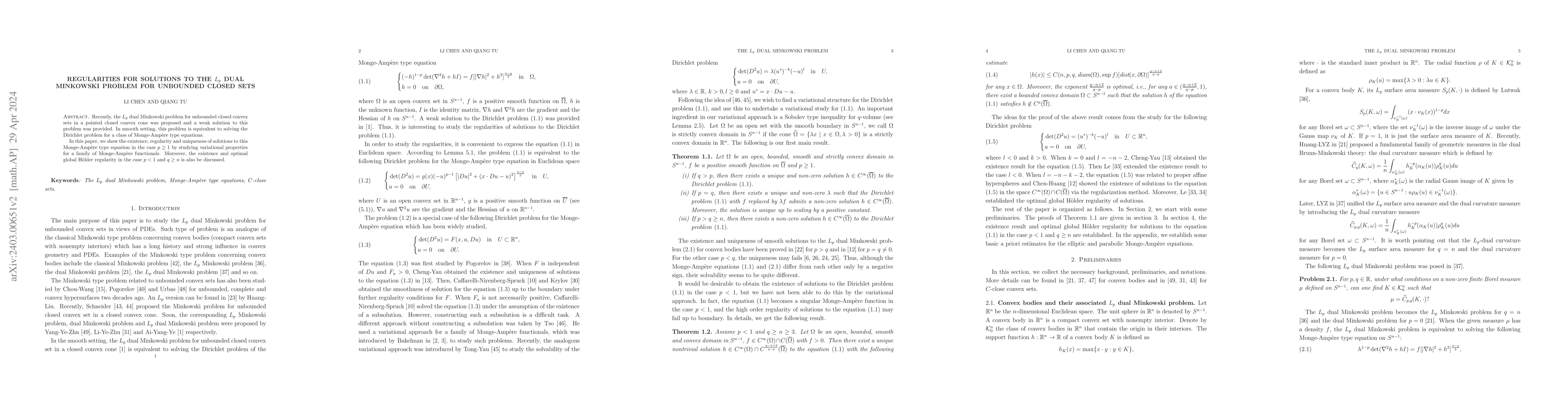Thumbnail for Regularities for solutions to the $L_p$ dual Minkowski problem for
  unbounded closed sets