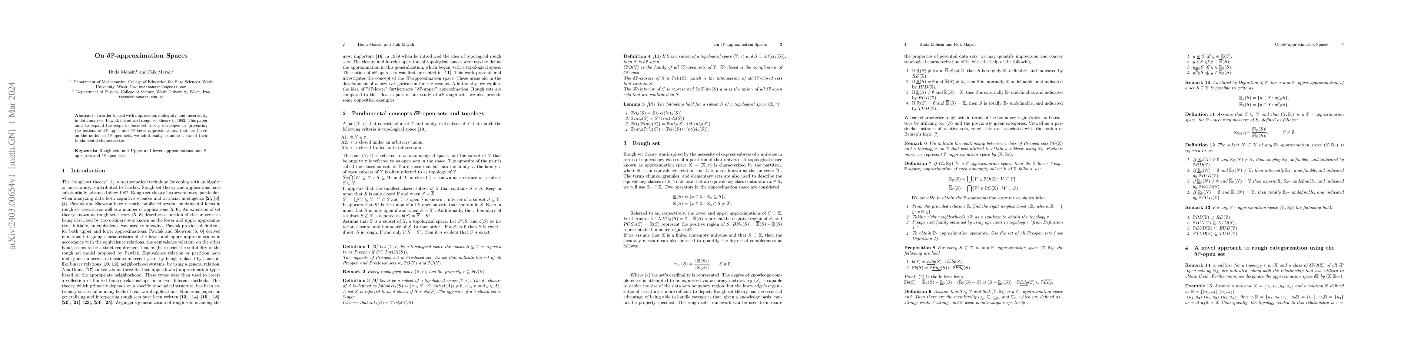 Thumbnail for On $\delta\mathbb{P}$-approximation Spaces