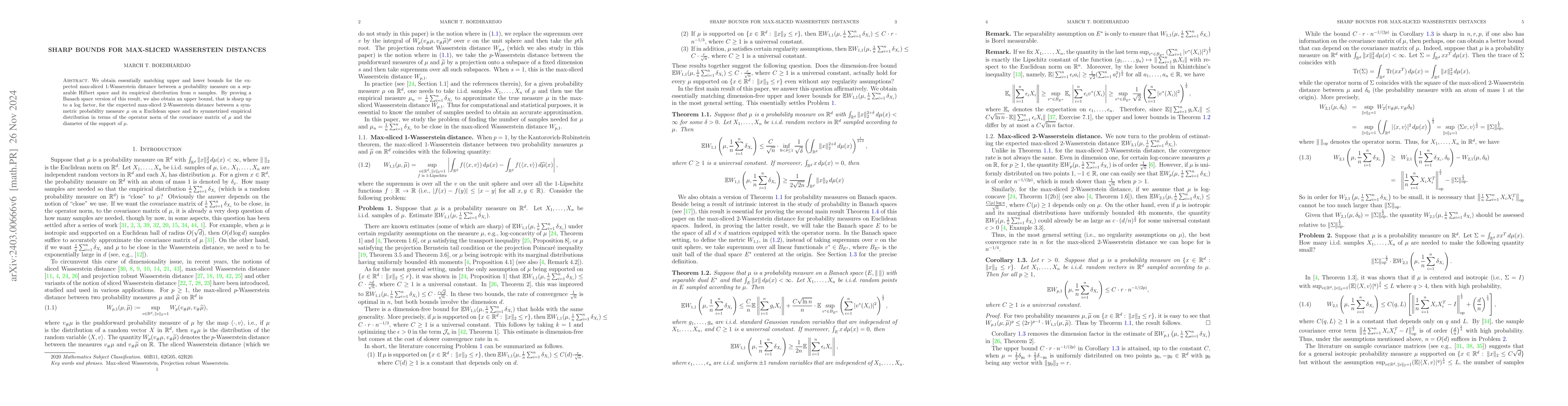 Thumbnail for Sharp bounds for max-sliced Wasserstein distances