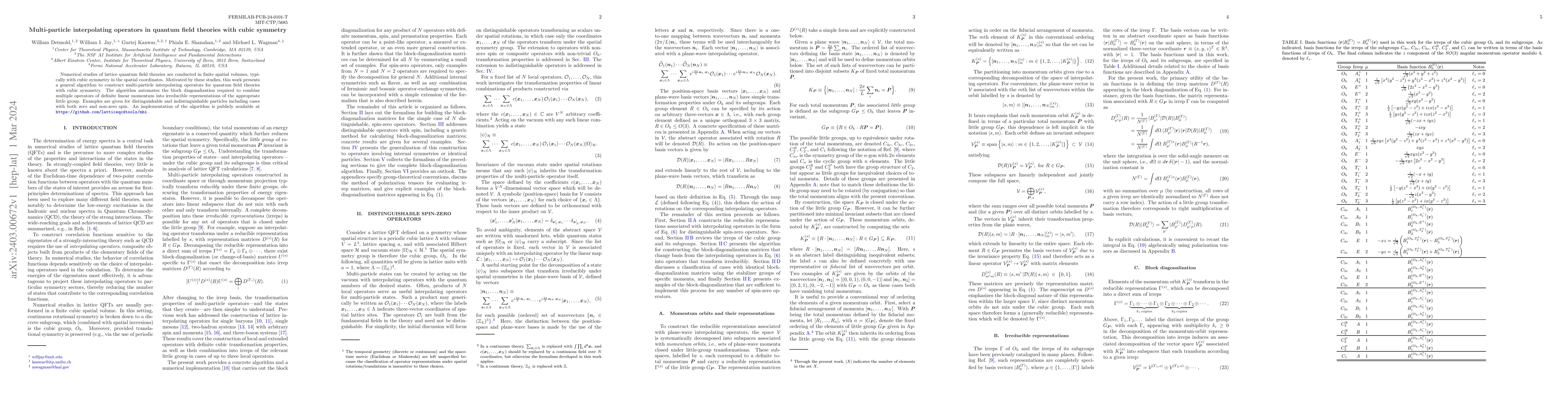 Thumbnail for Multi-particle interpolating operators in quantum field theories with
  cubic symmetry
