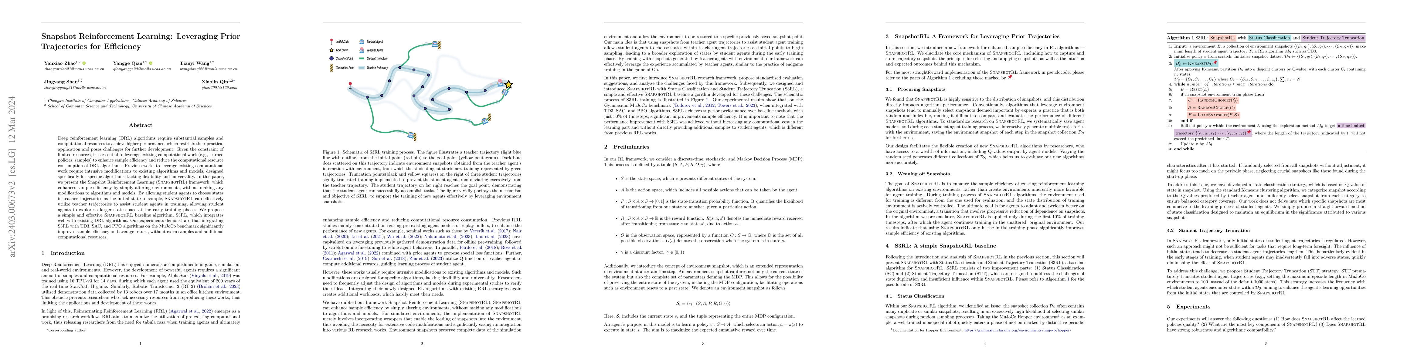 Thumbnail for Snapshot Reinforcement Learning: Leveraging Prior Trajectories for
  Efficiency