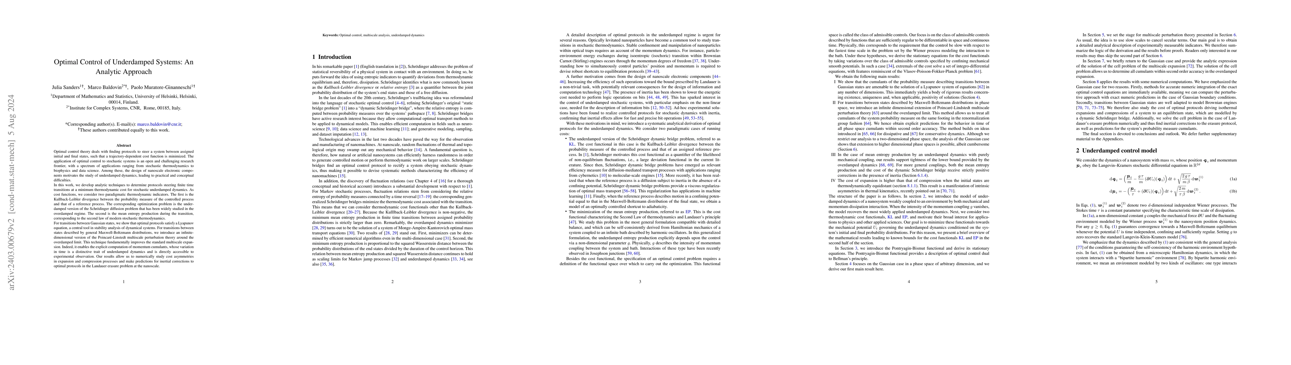 Thumbnail for Optimal Control of Underdamped Systems: An Analytic Approach