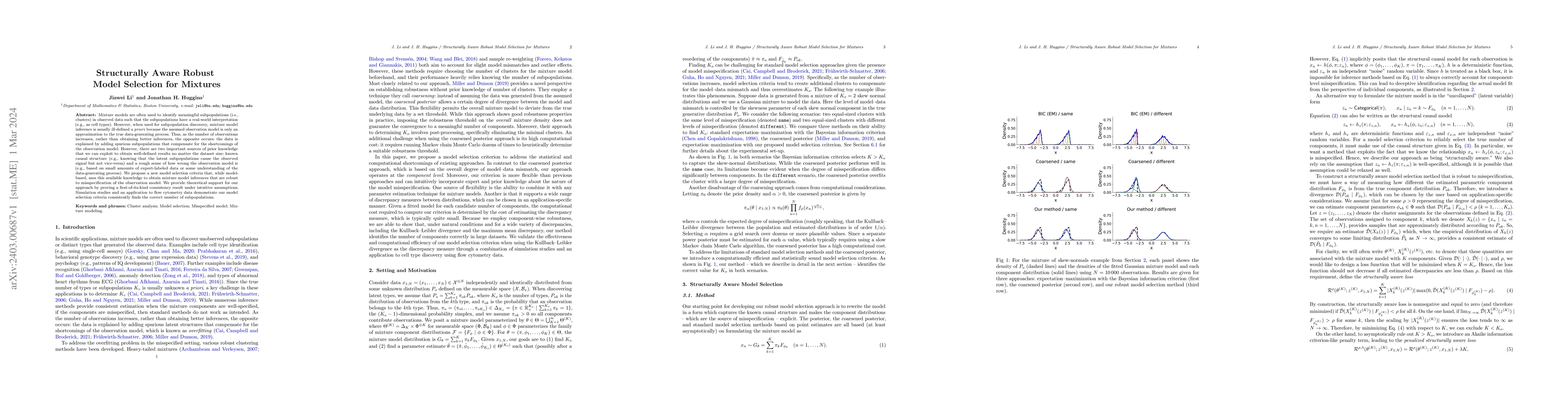 Thumbnail for Structurally Aware Robust Model Selection for Mixtures