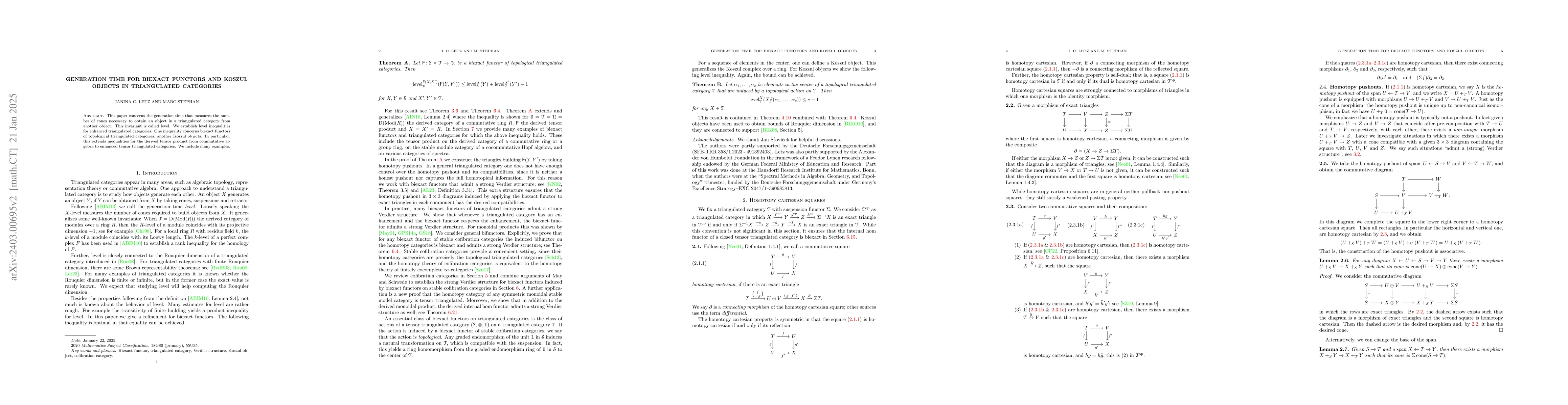 Thumbnail for Generation time for biexact functors and Koszul objects in triangulated
  categories