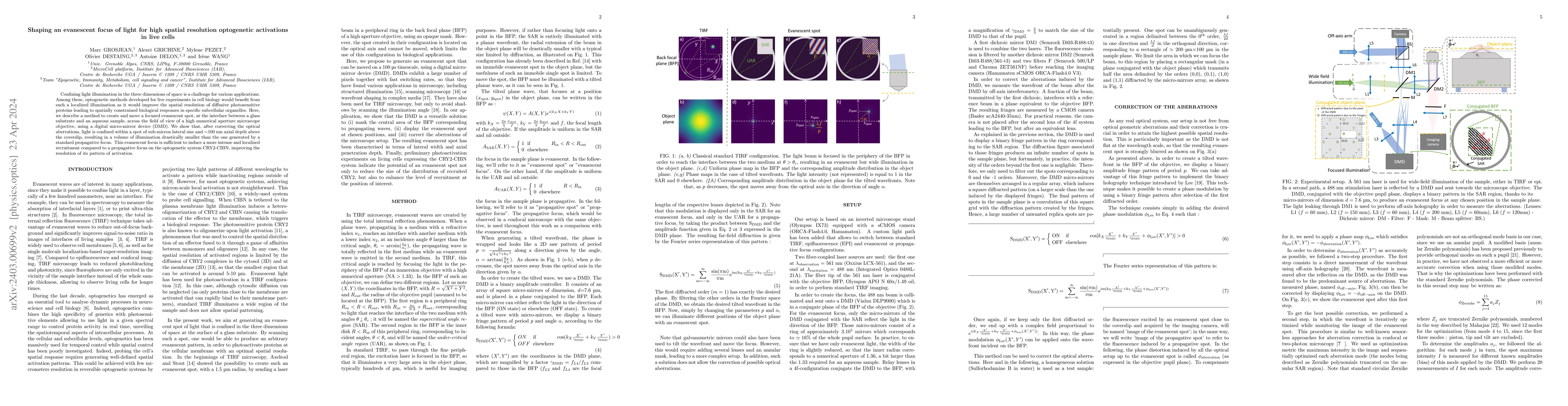Thumbnail for Shaping an evanescent focus of light for high spatial resolution
  optogenetic activations in live cells