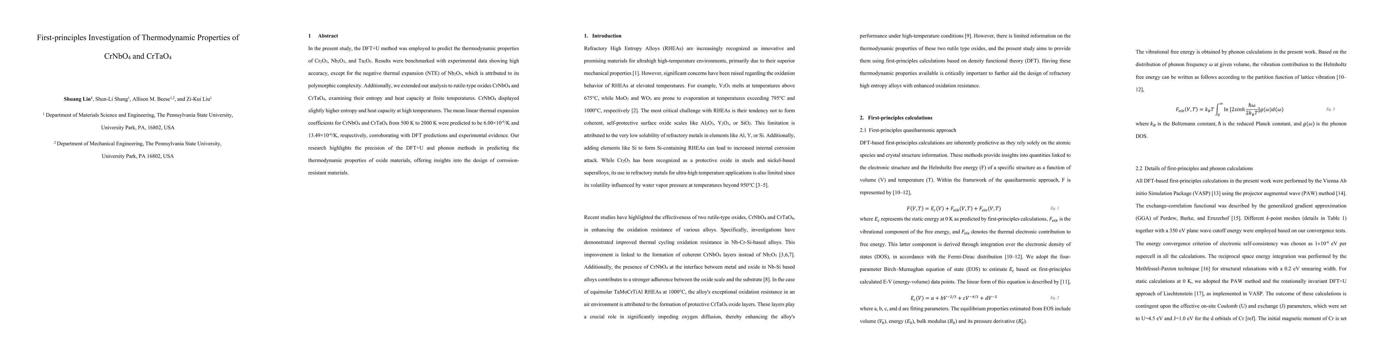 Thumbnail for First-principles Investigation of Thermodynamic Properties of CrNbO4 and
  CrTaO4