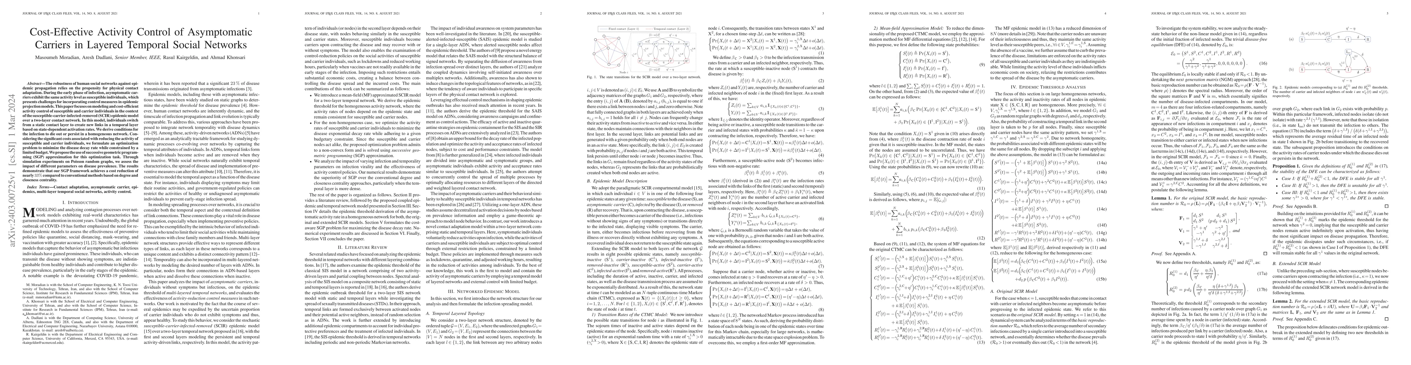 Thumbnail for Cost-Effective Activity Control of Asymptomatic Carriers in Layered
  Temporal Social Networks