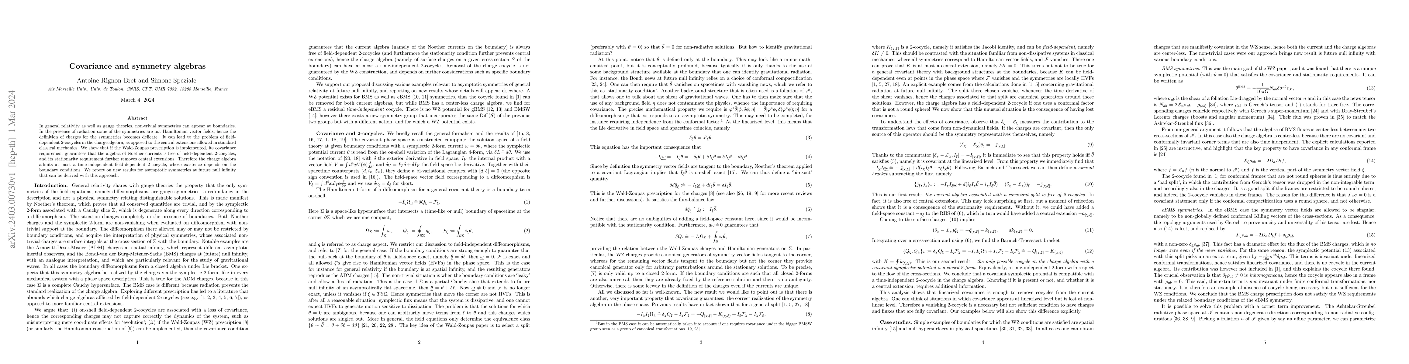 Thumbnail for Covariance and symmetry algebras