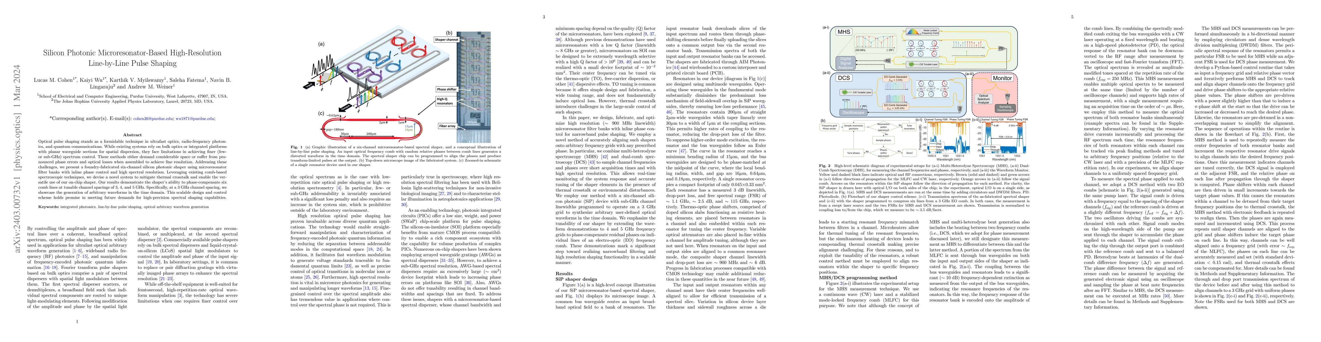 Thumbnail for Silicon Photonic Microresonator-Based High-Resolution Line-by-Line Pulse
  Shaping