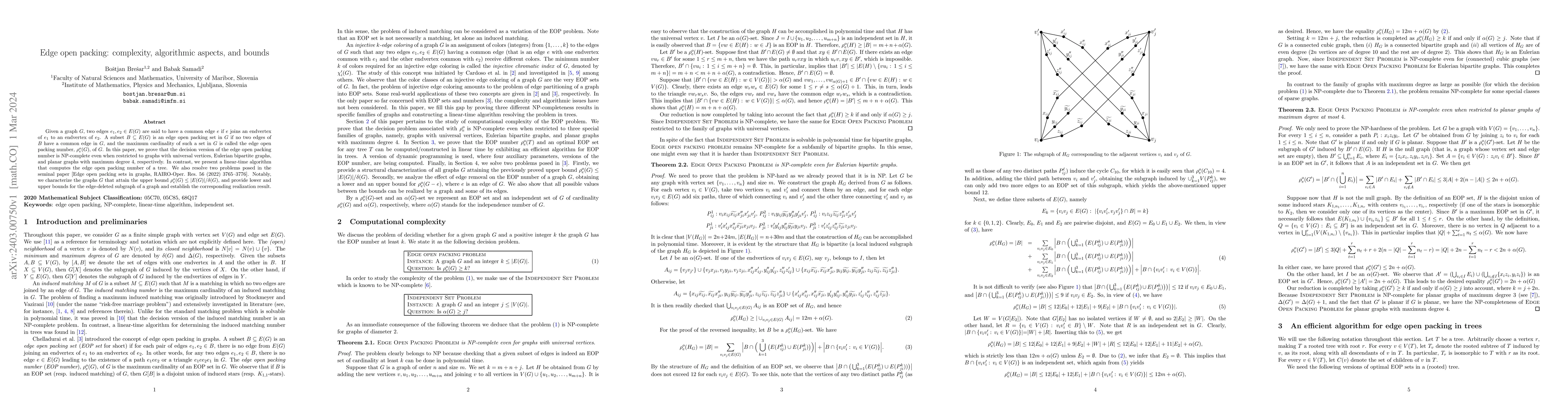 Thumbnail for Edge open packing: complexity, algorithmic aspects, and bounds