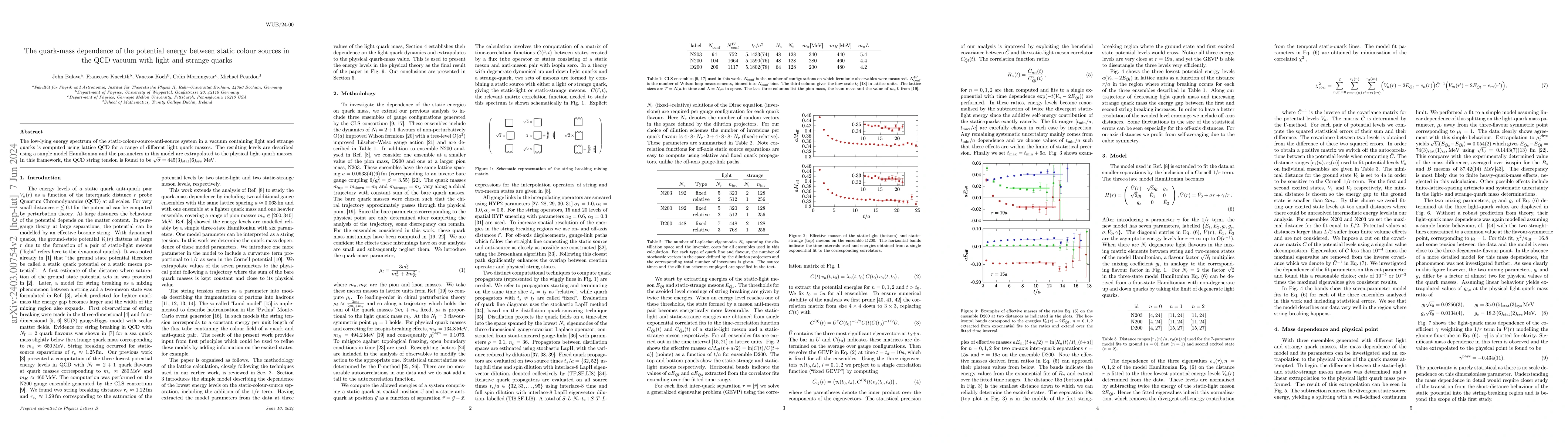Thumbnail for The quark-mass dependence of the potential energy between static colour
  sources in the QCD vacuum with light and strange quarks