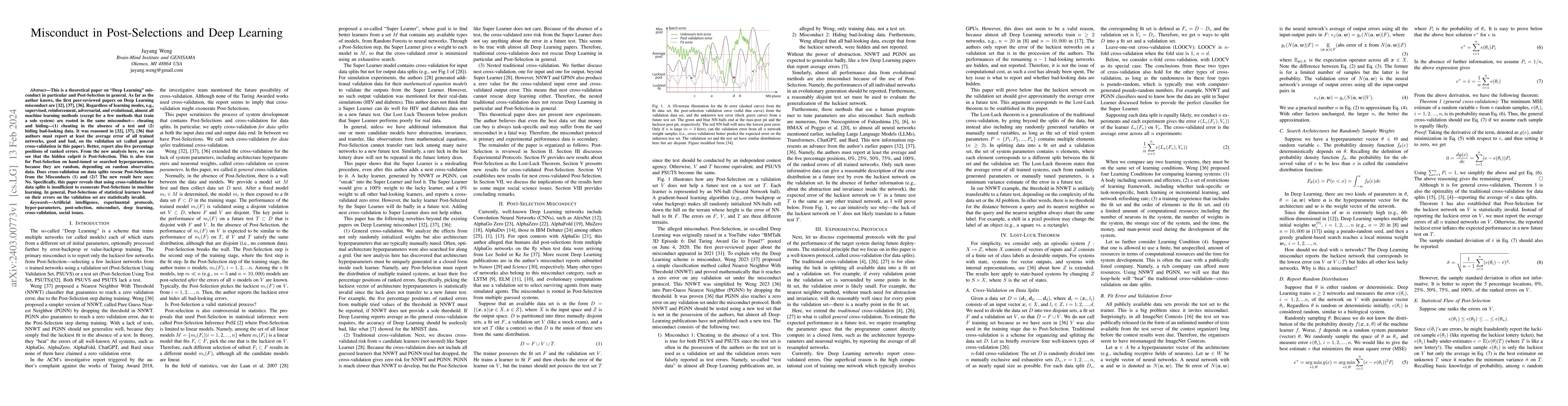 Thumbnail for Misconduct in Post-Selections and Deep Learning