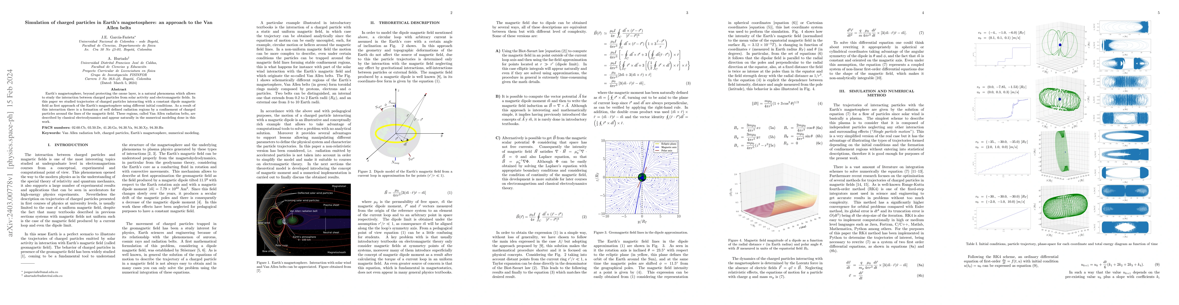 Thumbnail for Simulation of charged particles in Earth's magnetosphere: an approach to
  the Van Allen belts