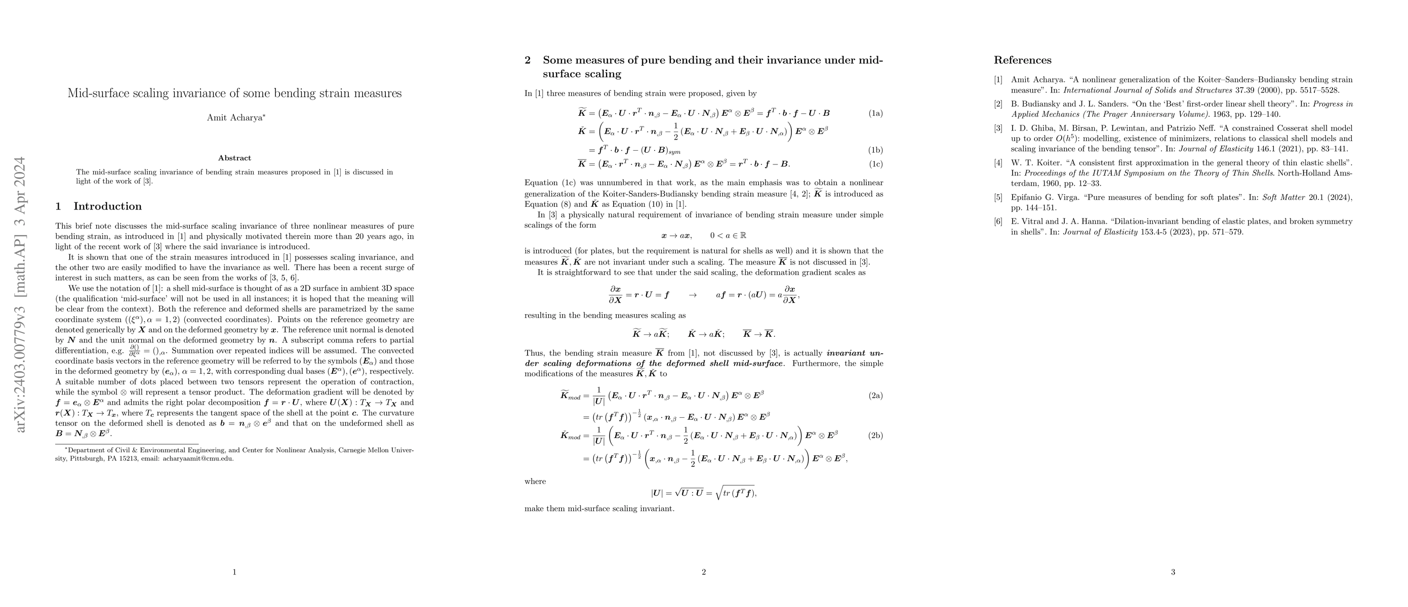 Thumbnail for Mid-surface scaling invariance of some bending strain measures