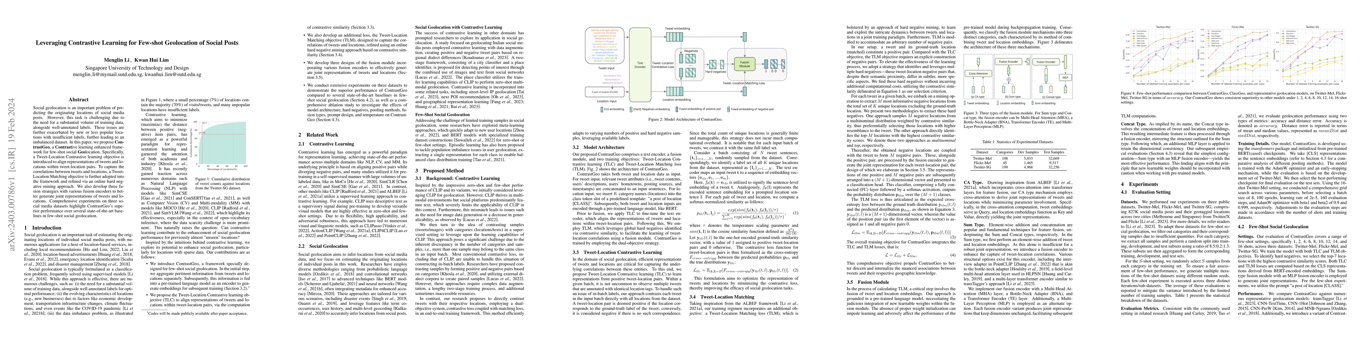 Thumbnail for Leveraging Contrastive Learning for Few-shot Geolocation of Social Posts