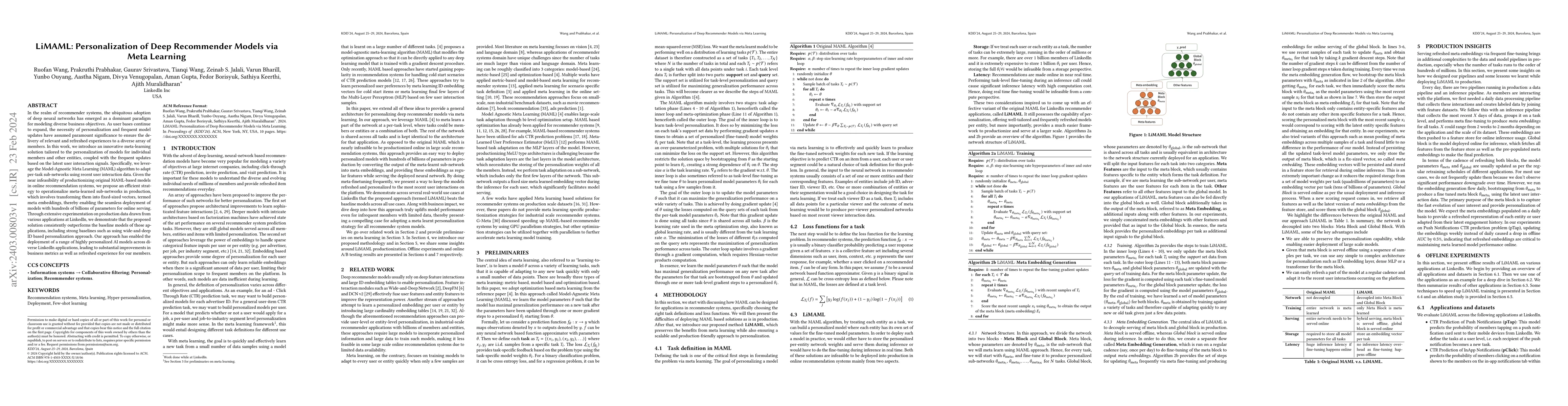 Thumbnail for LiMAML: Personalization of Deep Recommender Models via Meta Learning