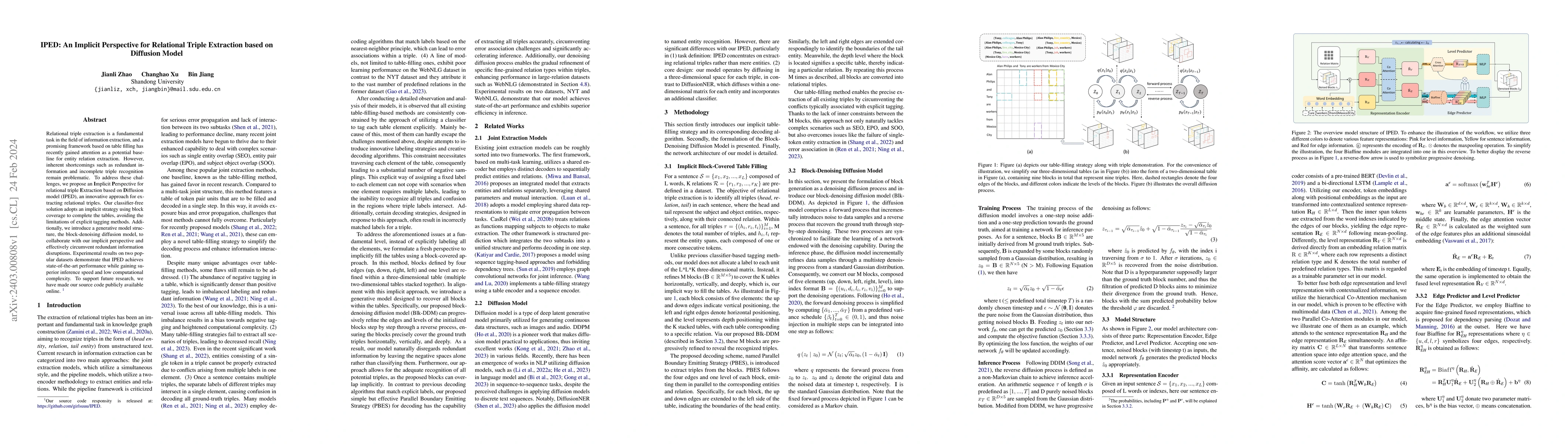 Thumbnail for IPED: An Implicit Perspective for Relational Triple Extraction based on
  Diffusion Model