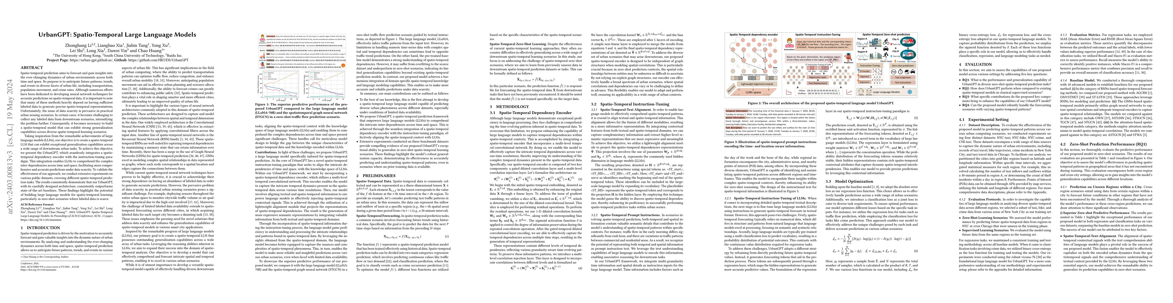 Thumbnail for UrbanGPT: Spatio-Temporal Large Language Models