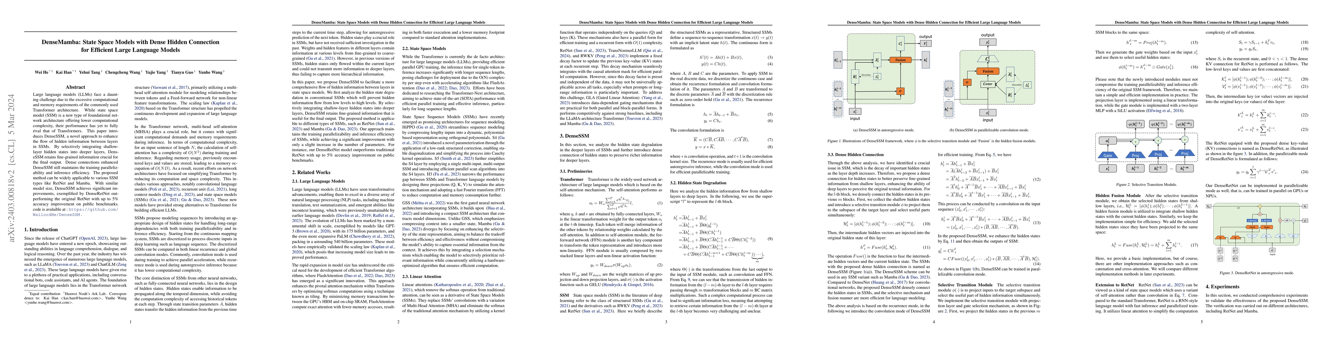 Thumbnail for DenseMamba: State Space Models with Dense Hidden Connection for
  Efficient Large Language Models