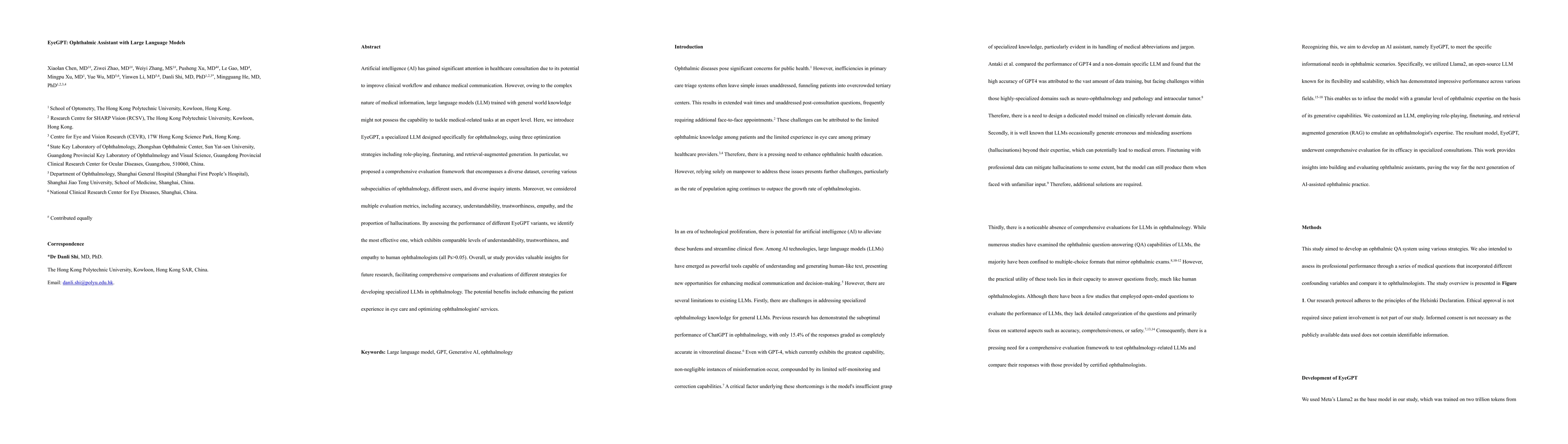 Thumbnail for EyeGPT: Ophthalmic Assistant with Large Language Models
