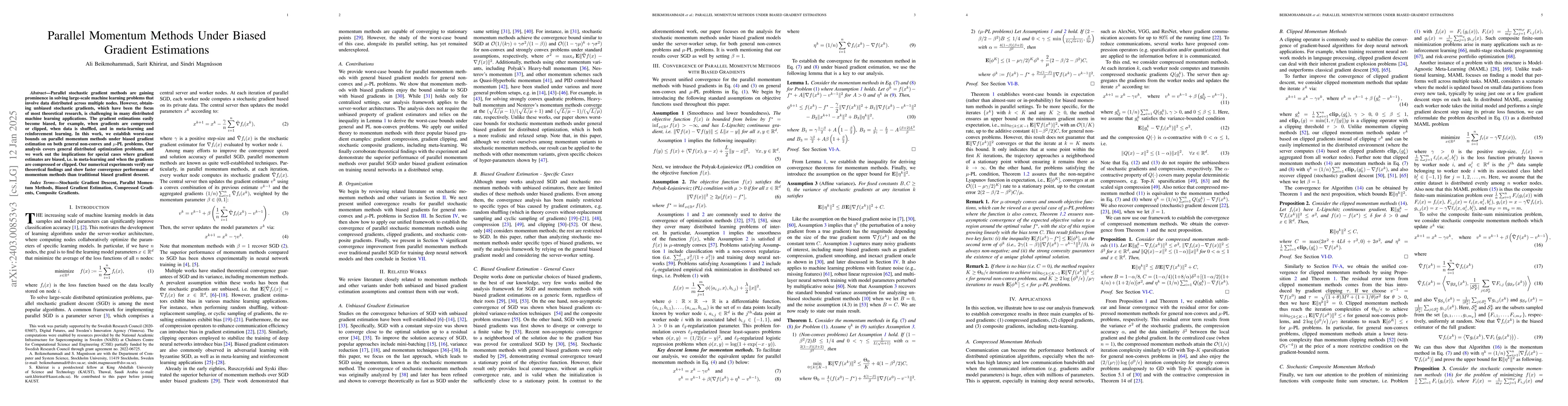 Thumbnail for Distributed Momentum Methods Under Biased Gradient Estimations