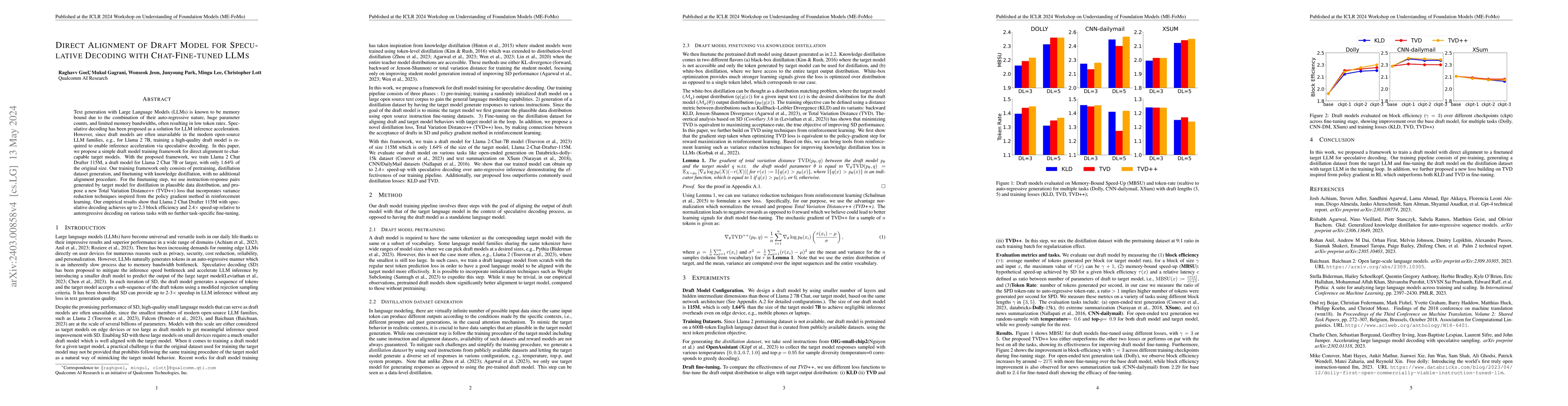 Thumbnail for Direct Alignment of Draft Model for Speculative Decoding with
  Chat-Fine-Tuned LLMs