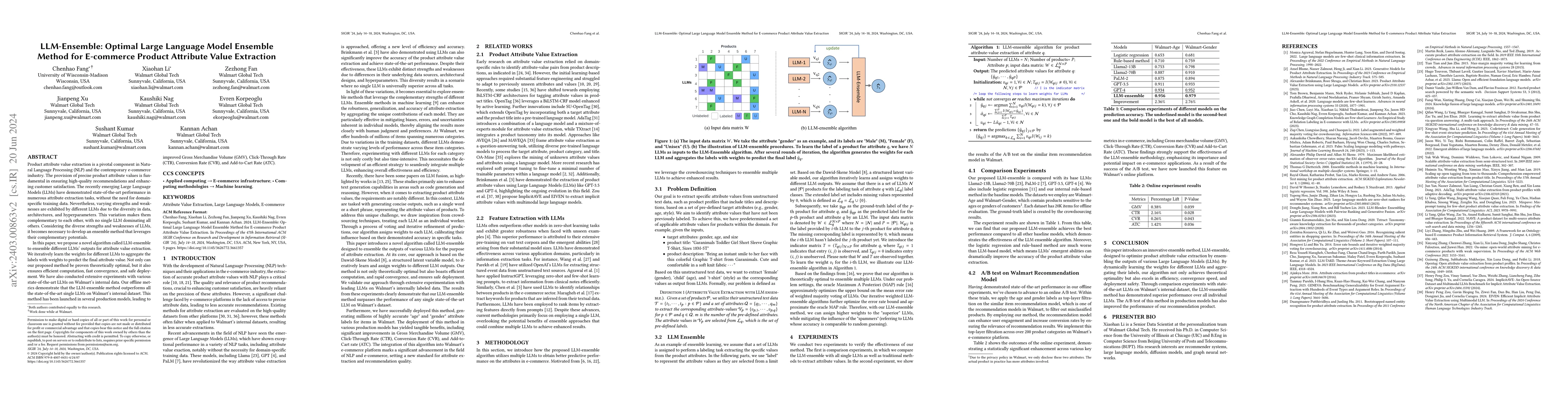 Thumbnail for LLM-Ensemble: Optimal Large Language Model Ensemble Method for
  E-commerce Product Attribute Value Extraction