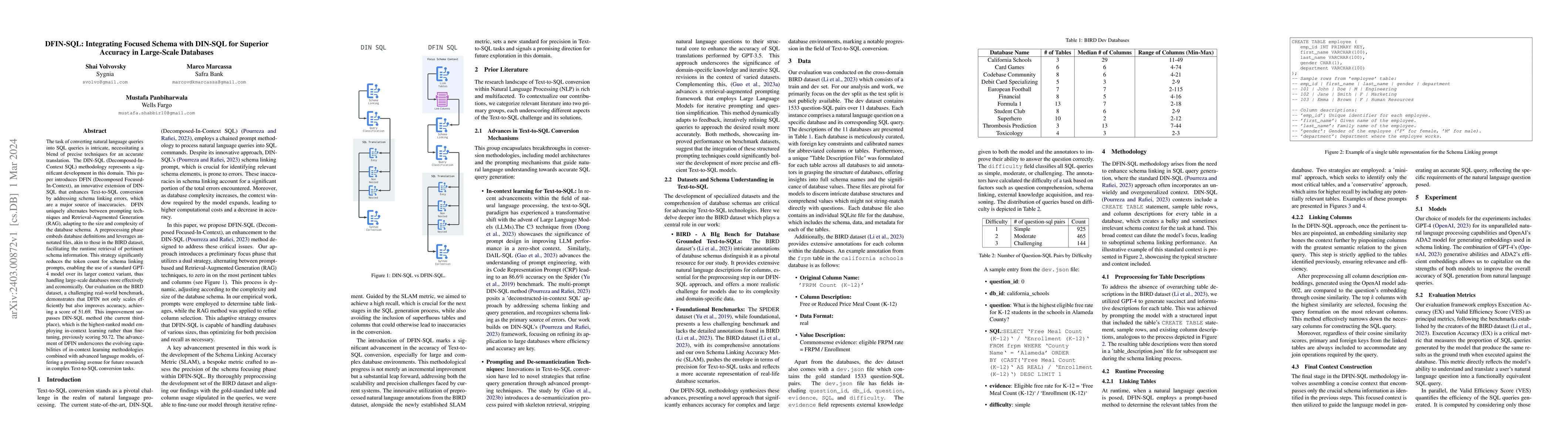 Thumbnail for DFIN-SQL: Integrating Focused Schema with DIN-SQL for Superior Accuracy
  in Large-Scale Databases
