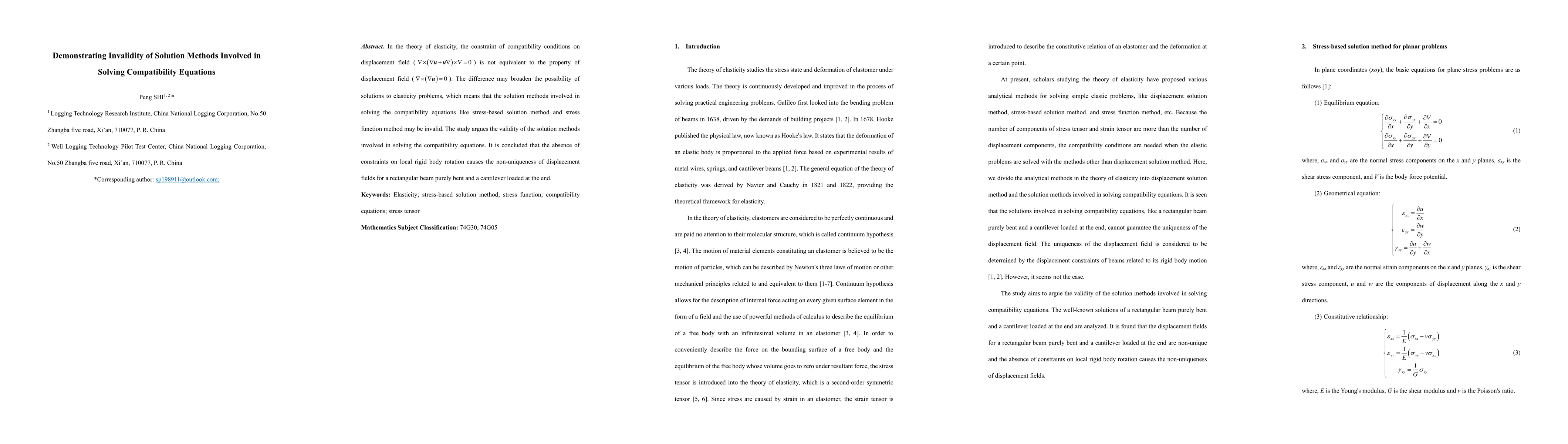 Thumbnail for Demonstrating Invalidity of Solution Methods Involved in Solving
  Compatibility Equations