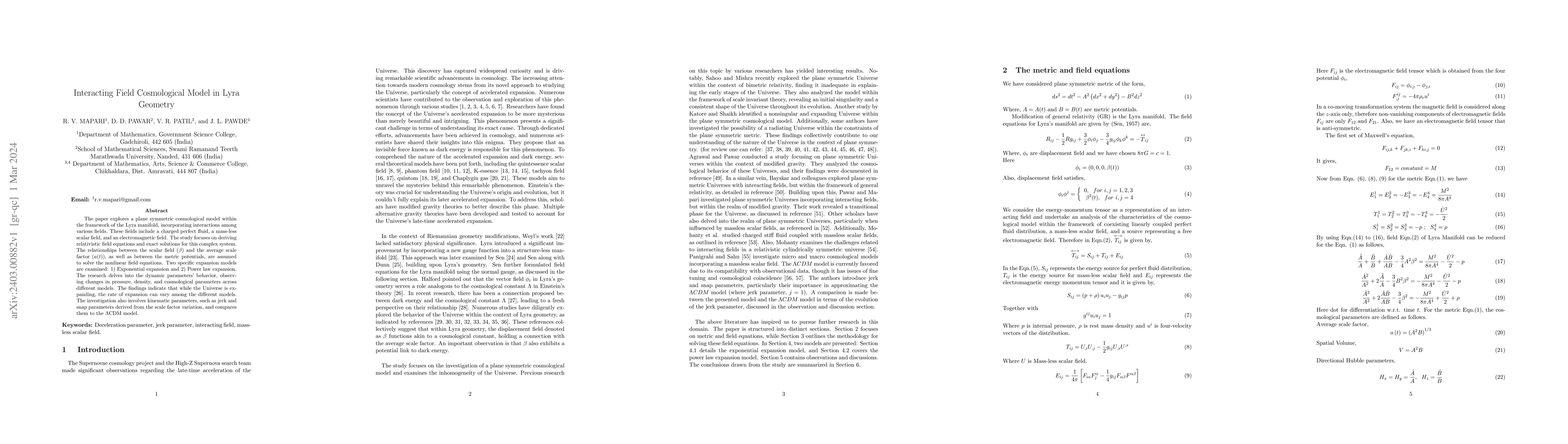 Thumbnail for Interacting Field Cosmological Model in Lyra Geometry