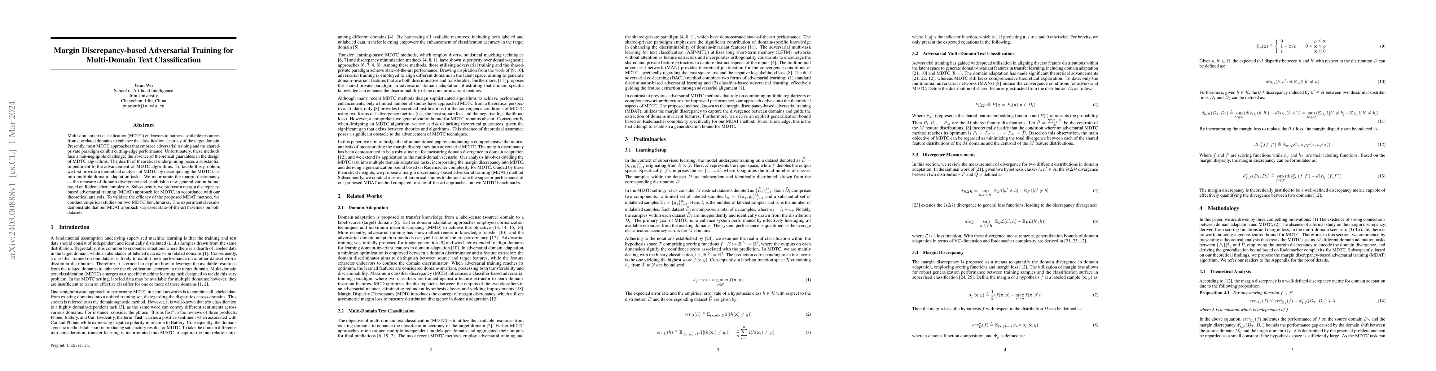 Thumbnail for Margin Discrepancy-based Adversarial Training for Multi-Domain Text
  Classification