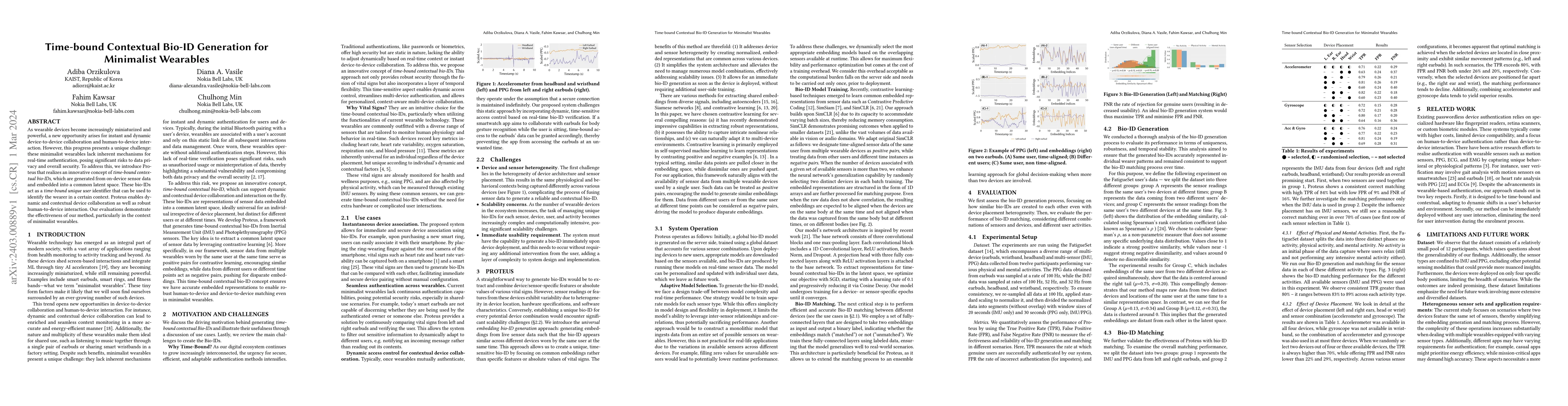Thumbnail for Time-bound Contextual Bio-ID Generation for Minimalist Wearables
