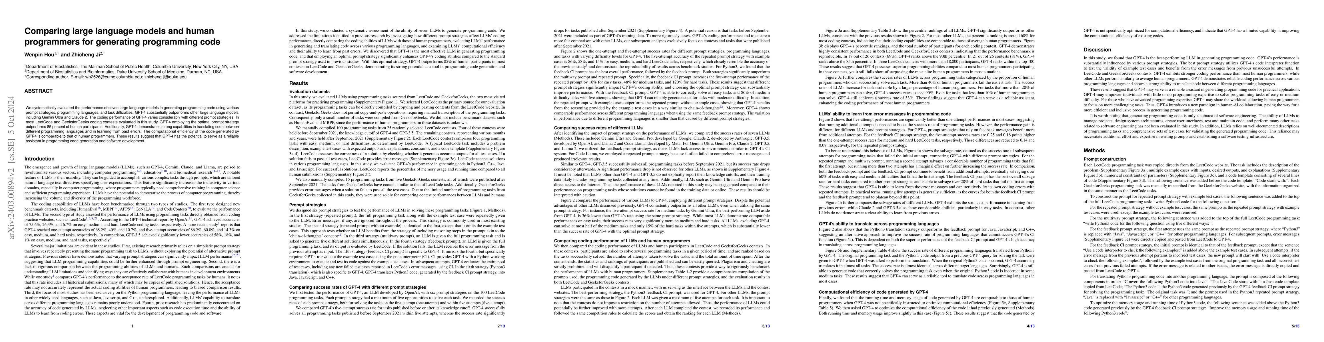 Thumbnail for A systematic evaluation of large language models for generating
  programming code