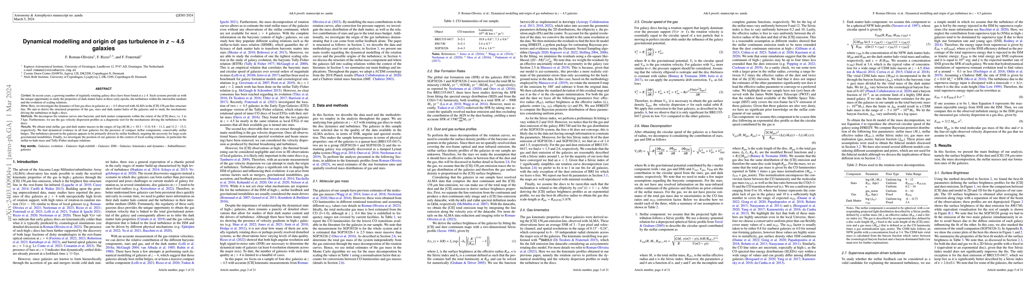 Thumbnail for Dynamical modelling and origin of gas turbulence in z $\sim$ 4.5
  galaxies