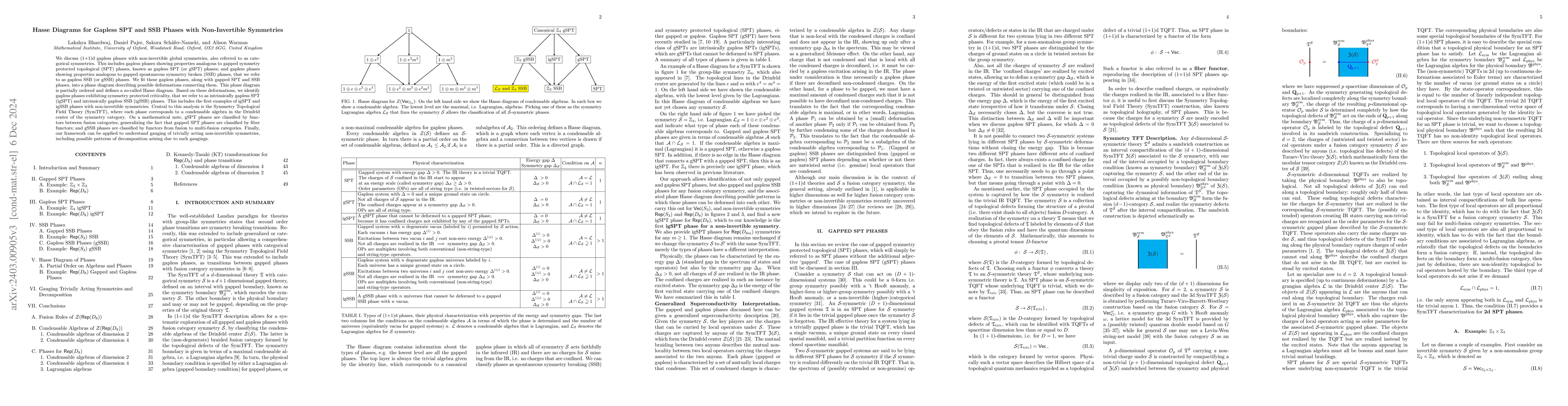 Thumbnail for Hasse Diagrams for Gapless SPT and SSB Phases with Non-Invertible
  Symmetries