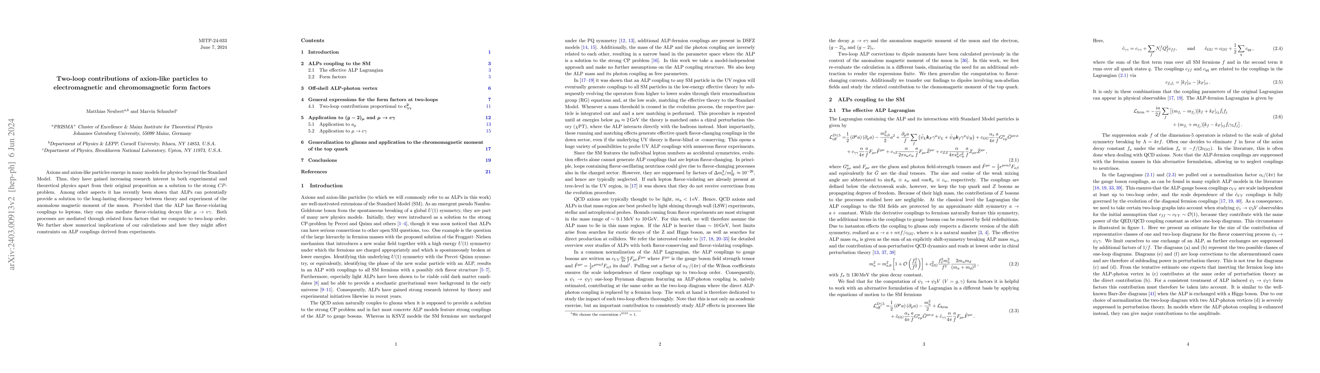 Thumbnail for Two-loop contributions of axion-like particles to electromagnetic and
  chromomagnetic form factors