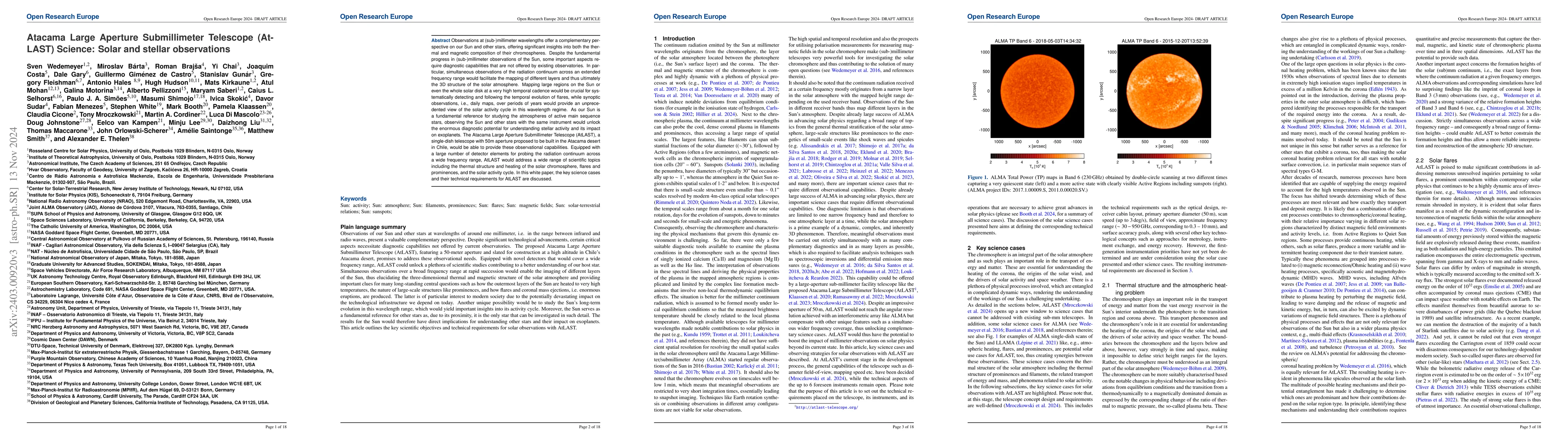Thumbnail for Atacama Large Aperture Submillimeter Telescope (AtLAST) Science: Solar
  and stellar observations