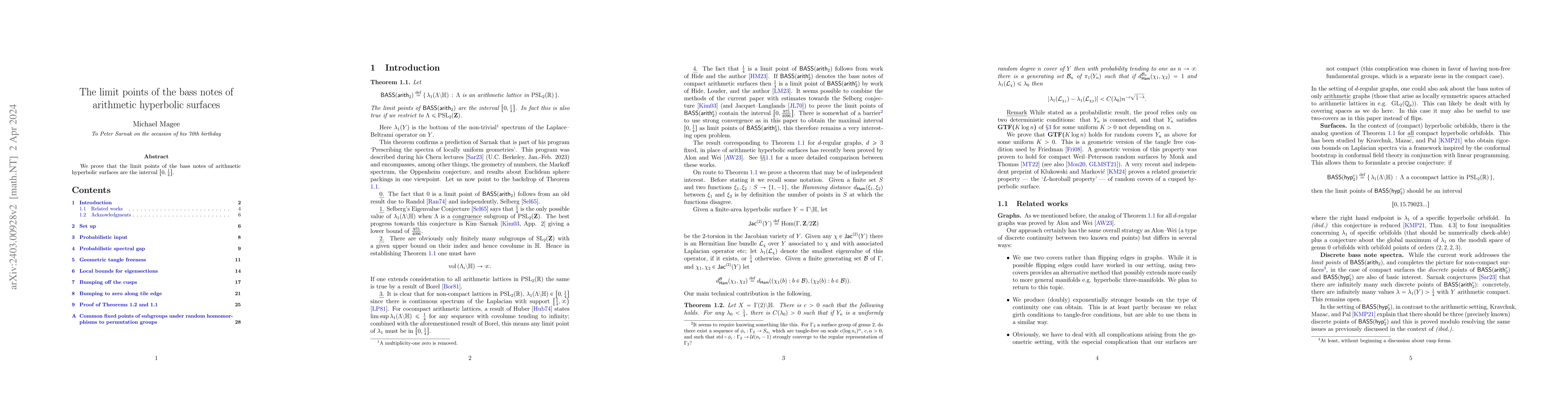Thumbnail for The limit points of the bass notes of arithmetic hyperbolic surfaces