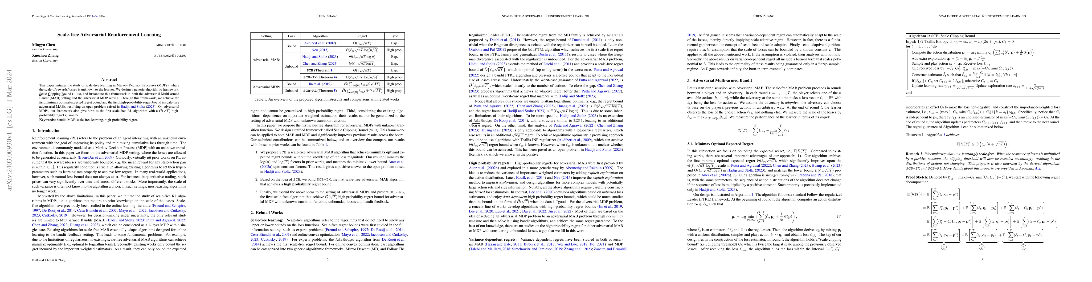 Thumbnail for Scale-free Adversarial Reinforcement Learning