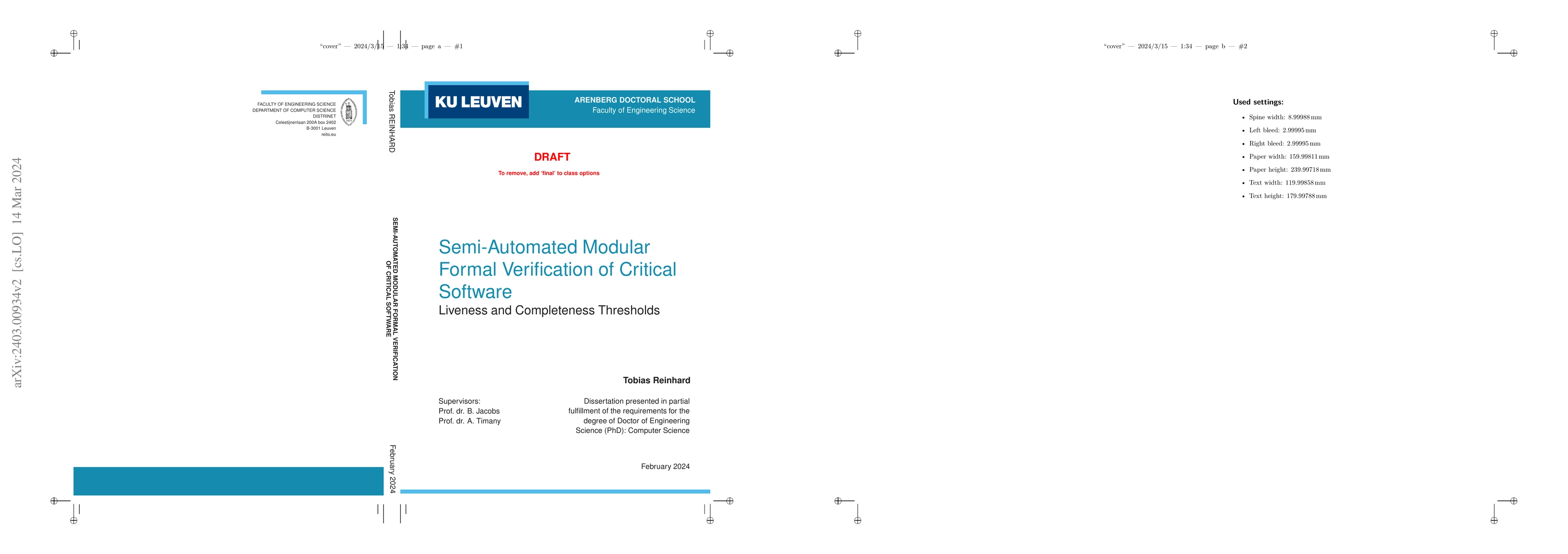 Thumbnail for Semi-Automated Modular Formal Verification of Critical Software:
  Liveness and Completeness Thresholds