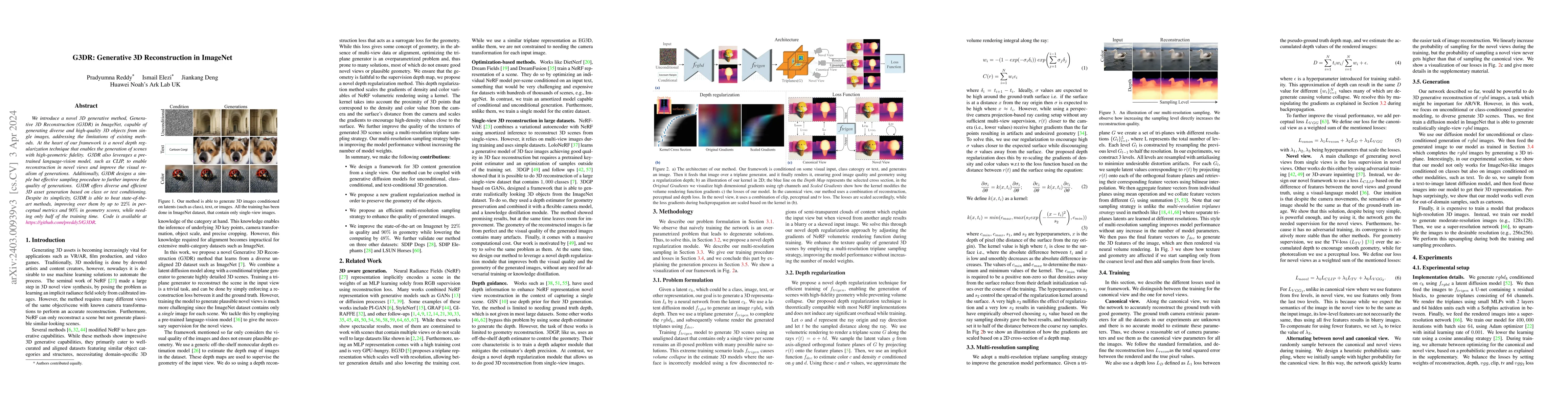 Thumbnail for G3DR: Generative 3D Reconstruction in ImageNet
