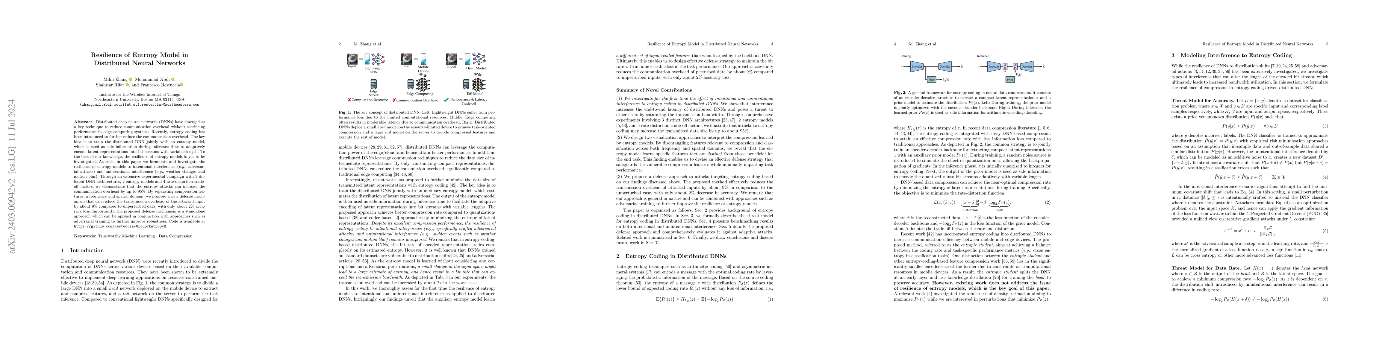 Thumbnail for Resilience of Entropy Model in Distributed Neural Networks