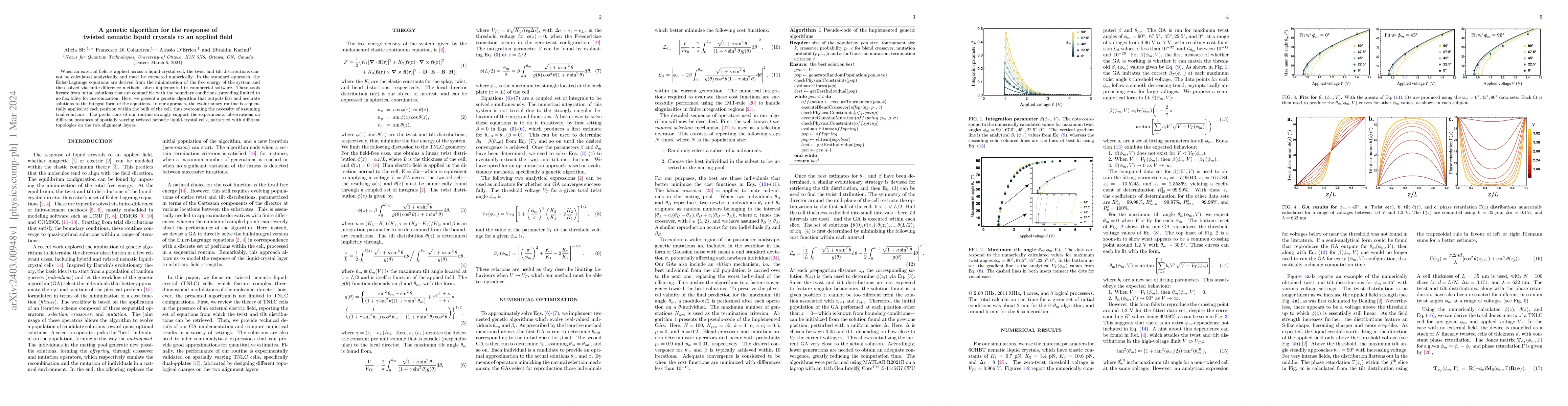Thumbnail for A genetic algorithm for the response of twisted nematic liquid crystals
  to an applied field
