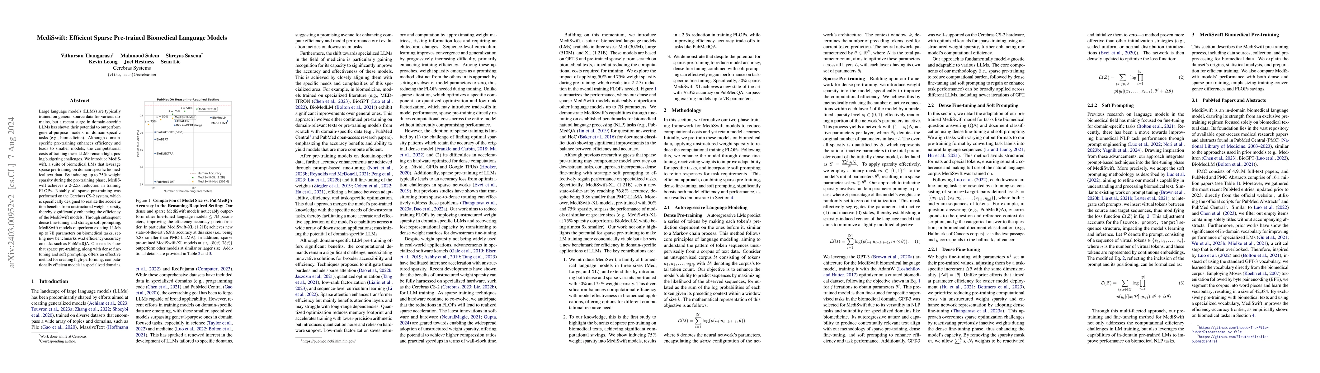 Thumbnail for MediSwift: Efficient Sparse Pre-trained Biomedical Language Models