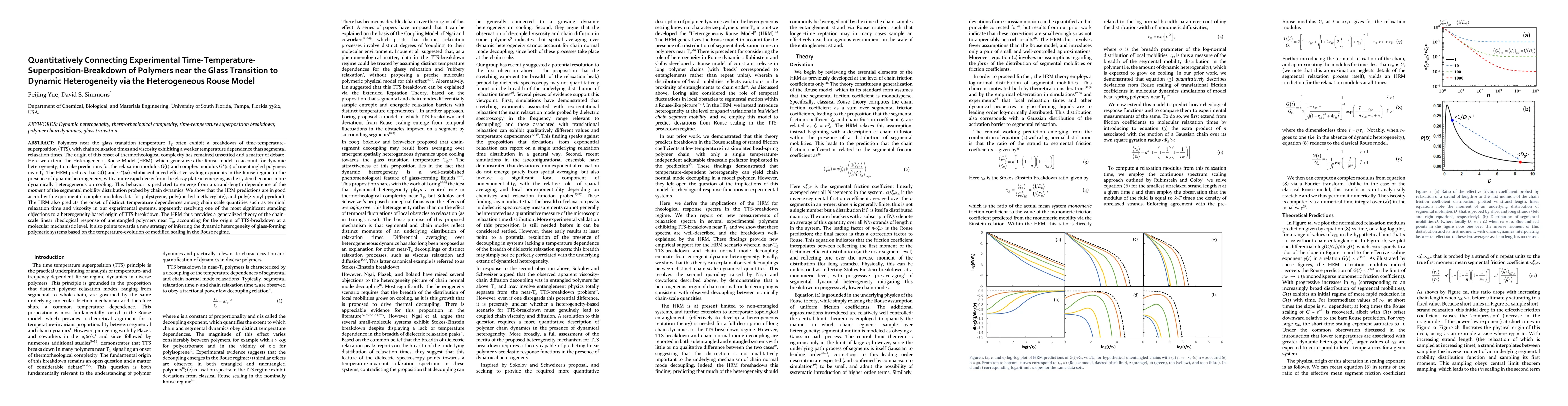 Thumbnail for Quantitatively Connecting Experimental
  Time-Temperature-Superposition-Breakdown of Polymers near the Glass
  Transition to Dynamic Heterogeneity via the Heterogeneous Rouse Model