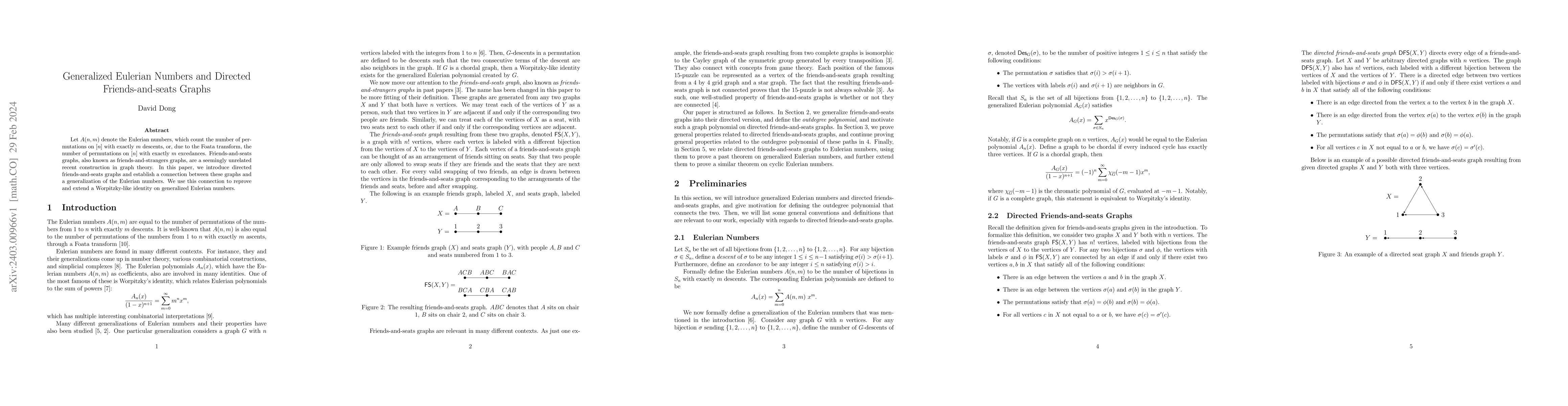 Thumbnail for Generalized Eulerian Numbers and Directed Friends-and-seats Graphs