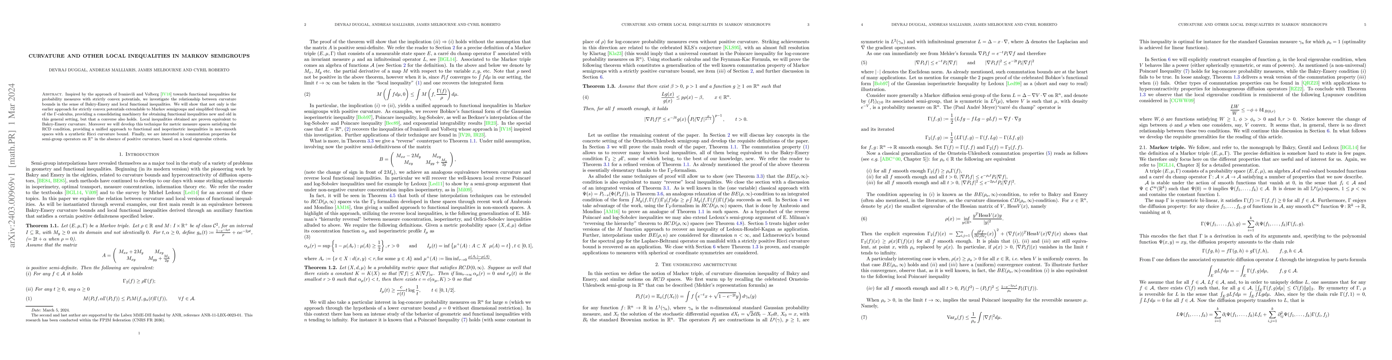 Thumbnail for Curvature and Other Local Inequalities in Markov Semigroups