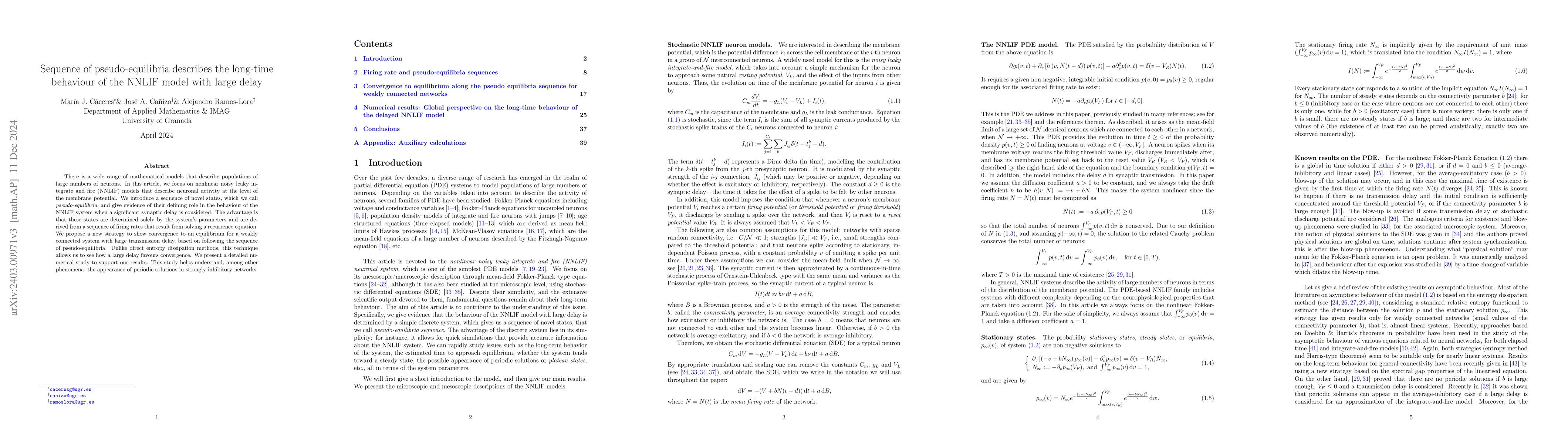 Thumbnail for The sequence of pseudo-equilibria describes the long-time behaviour of
  the NNLIF model with large delay