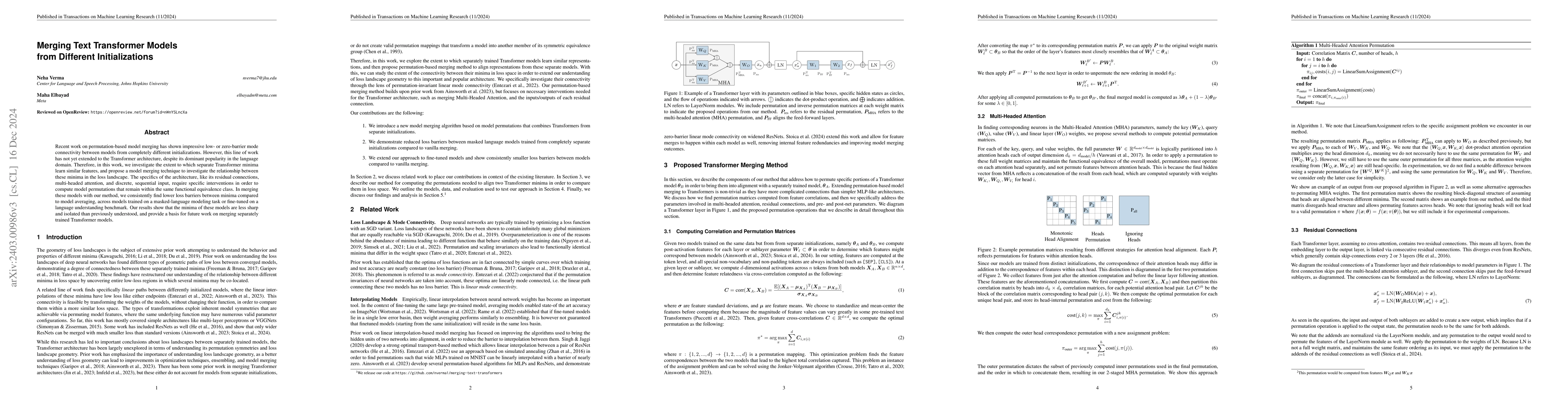 Thumbnail for Merging Text Transformer Models from Different Initializations